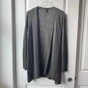 Eileen Fisher Olive Knit Cardigan Organic Linen Cotton Blend Medium